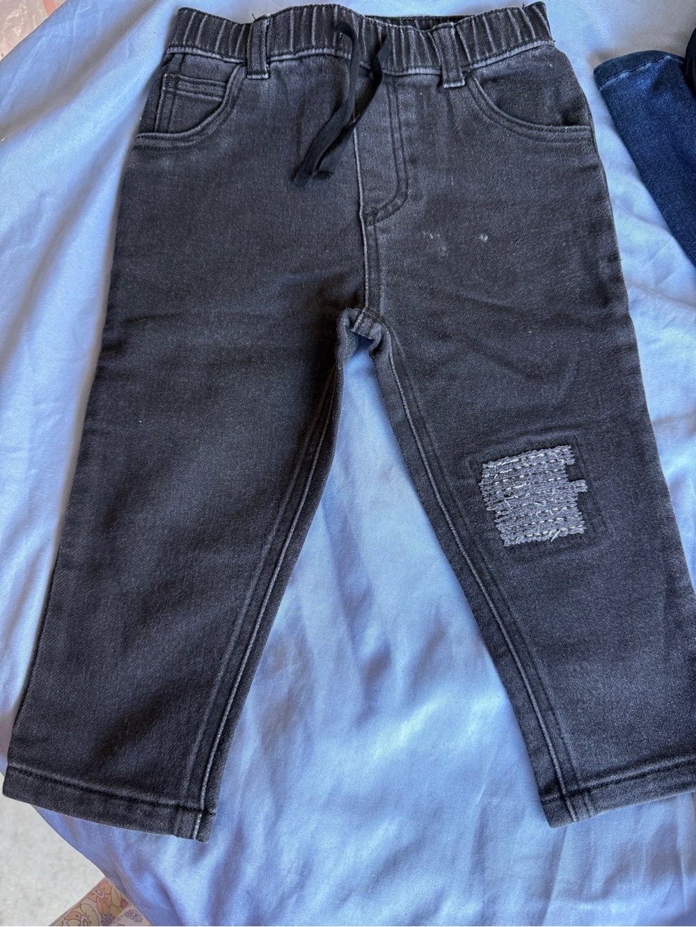 Impressions Black Kids Denim-Style Jogger Jeans with Patch
